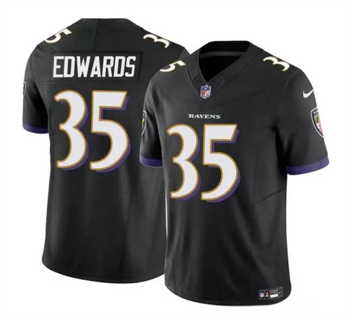 Men & Women & Youth Baltimore Ravens #35 Gus Edwards Black 2023 F.U.S.E. Vapor Limited Stitched Jersey